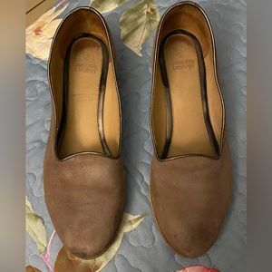 Dark Beige Genuine Leather Flats•womens 7 1/2•mens 6